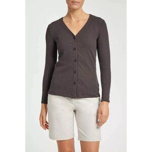 Anatomie Espresso Brown Danielle Button-Up Cardigan Ribbed Size S